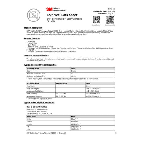 3M 100FR Scotch-Weld Epoxy Adhesive DP cream epoxy in Duo-Pak for flame-retardant bonding (48.5 mL) (7100148760) - 2