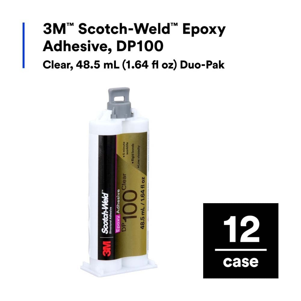 3M DP100 Scotch-Weld Epoxy Adhesive Duo-Pak, Clear (7100148763) (12 Pack) - 2