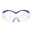 3M SF401SGAF-BLU SecureFit Safety Glasses, Clear Lens, Blue/Gray Frame, ANSI Z87.1 (7100150838)  - (20 Pack)