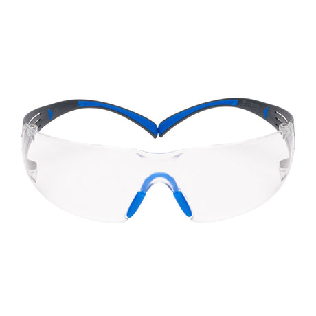 3M SF401SGAF-BLU SecureFit Safety Glasses, Clear Lens, Blue/Gray Frame, ANSI Z87.1 (7100150838)  - (20 Pack)