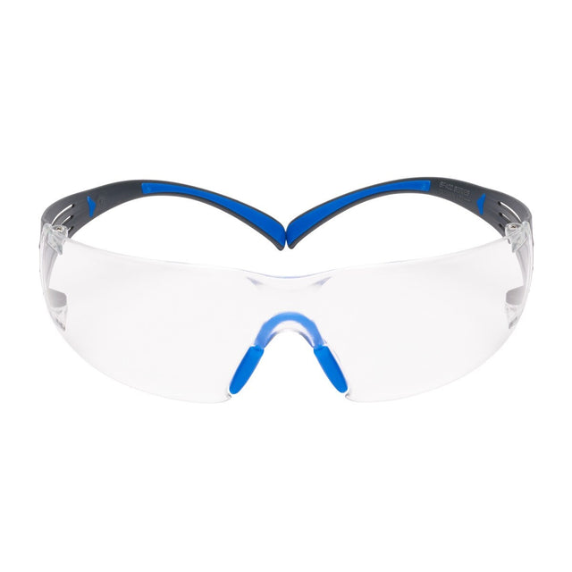 3M SF401SGAF-BLU SecureFit Safety Glasses, Clear Lens, Blue/Gray Frame, ANSI Z87.1 (7100150838)  - (20 Pack)