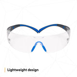 3M SF401SGAF-BLU SecureFit Safety Glasses, Clear Lens, Blue/Gray Frame, ANSI Z87.1 (7100150838)  - (20 Pack) - 6