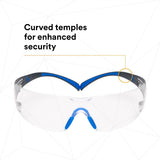 3M SF401SGAF-BLU SecureFit Safety Glasses, Clear Lens, Blue/Gray Frame, ANSI Z87.1 (7100150838)  - (20 Pack) - 8