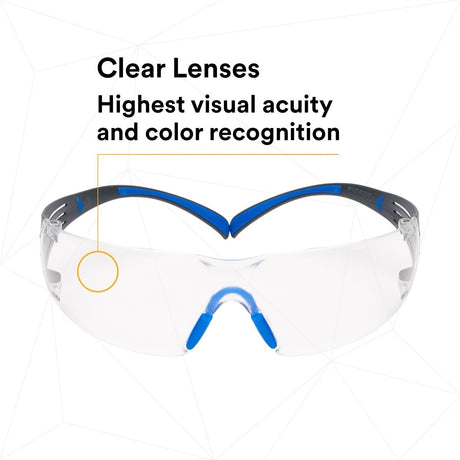 3M SF401SGAF-BLU SecureFit Safety Glasses, Clear Lens, Blue/Gray Frame, ANSI Z87.1 (7100150838)  - (20 Pack) - 9