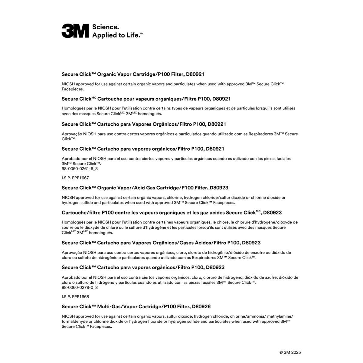 3M D80926 Multi-Gas/Vapor Cartridge/Filter, P100, Dual-Flow, NIOSH Approved (7100153234) (1 Pair)  - (30 Pack) - 4