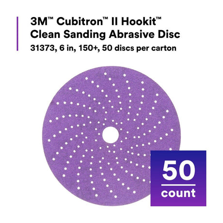 3M 737U 31373 Cubitron II Hookit Clean Sanding Abrasive Disc, 6 in, 150+ Grit, Purple, Multi Hole Pattern (7100155304) (200 Pack) - 2
