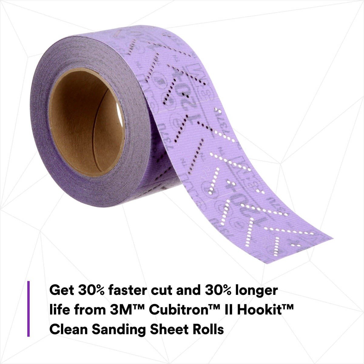 3M 737U 34444 Cubitron II Hookit Clean Sanding Sheet Roll, Multi Hole, 120 Plus, Purple, 70 mm x 12 m (7100155338)  - (5 Pack) - 4