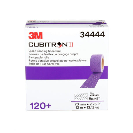 3M 737U 34444 Cubitron II Hookit Clean Sanding Sheet Roll, Multi Hole, 120 Plus, Purple, 70 mm x 12 m (7100155338)  - (5 Pack) - 5