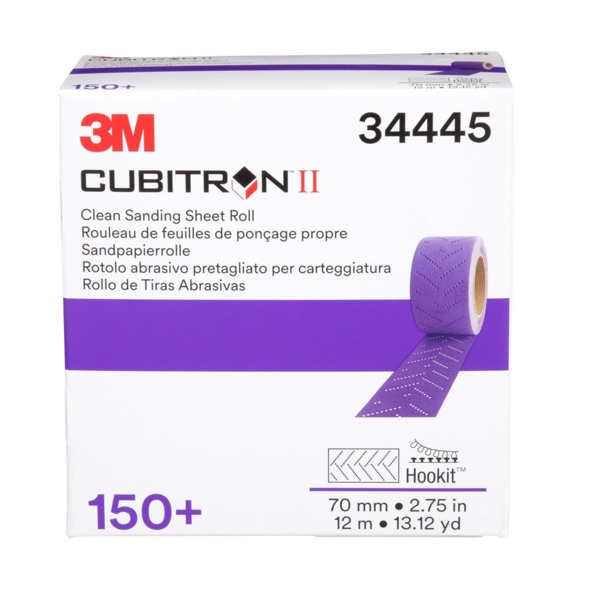 3M 737U Cubitron II Hookit Clean Sanding Sheet Roll, 150+, Purple, 70 mm x 12 m (34445) (7100155343)  - (5Pack) - 6
