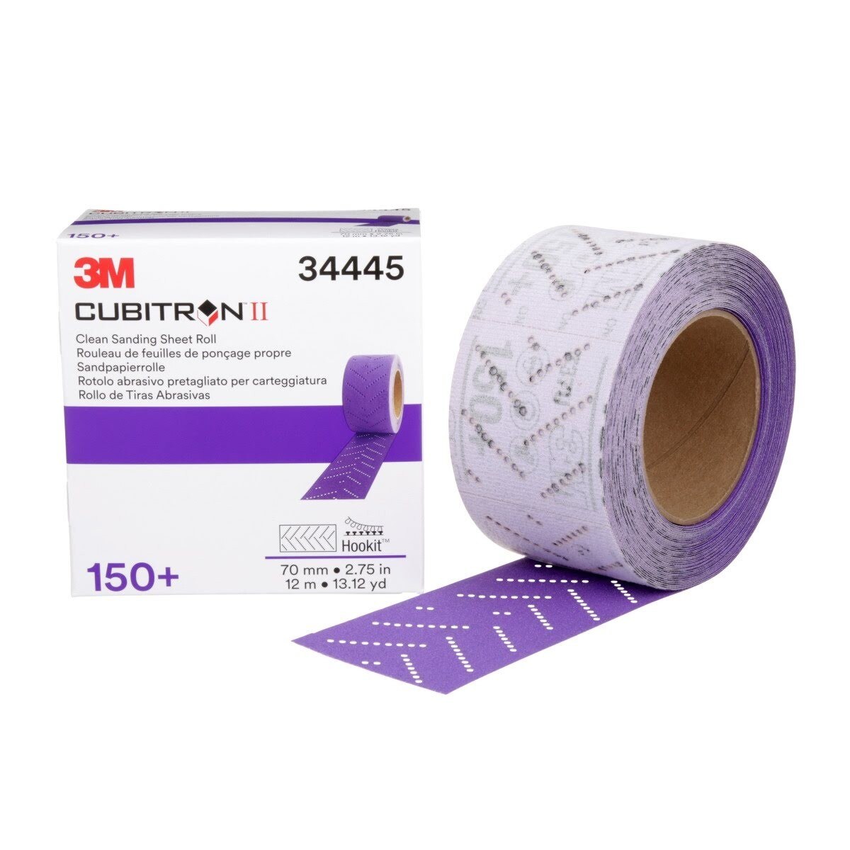 3M 737U Cubitron II Hookit Clean Sanding Sheet Roll, 150+, Purple, 70 mm x 12 m (34445) (7100155343)  - (5Pack) - 10