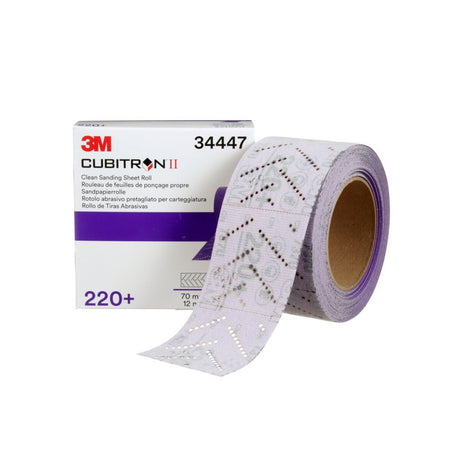 3M 737U Cubitron II Hookit Clean Sanding Sheet Roll, 220+, Purple, 70 mm x 12 m (34447) (7100155366)  - (5Pack) - 5