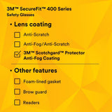 3M SF405SGAF-BLA 1334251 SecureFit Safety Glasses, Black/Brown, Brown Scotchgard Anti-fog Lens (7100155940)  - (20Pack) - 10