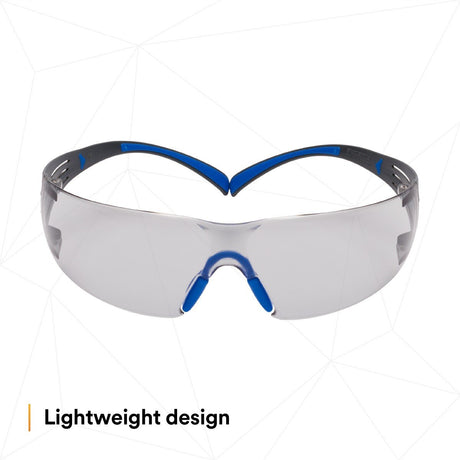 3M SF407SGAF-BLU SecureFit Safety Glasses, 400 Series, ANSI Z87.1, Indoor/Outdoor Gray Lens, Blue/Gray Frame, Anti-Fog Anti-Scratch (7100156103)  - (20 Pack) - 3