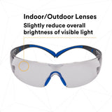 3M SF407SGAF-BLU SecureFit Safety Glasses, 400 Series, ANSI Z87.1, Indoor/Outdoor Gray Lens, Blue/Gray Frame, Anti-Fog Anti-Scratch (7100156103)  - (20 Pack) - 6