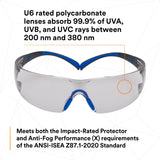 3M SF407SGAF-BLU SecureFit Safety Glasses, 400 Series, ANSI Z87.1, Indoor/Outdoor Gray Lens, Blue/Gray Frame, Anti-Fog Anti-Scratch (7100156103)  - (20 Pack) - 7