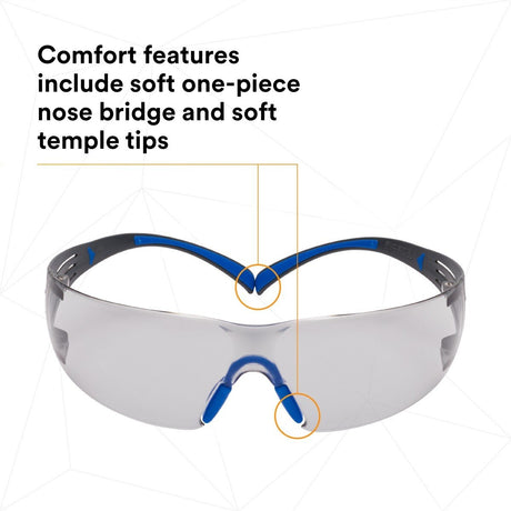 3M SF407SGAF-BLU SecureFit Safety Glasses, 400 Series, ANSI Z87.1, Indoor/Outdoor Gray Lens, Blue/Gray Frame, Anti-Fog Anti-Scratch (7100156103)  - (20 Pack) - 8