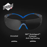 3M SF407SGAF-BLU SecureFit Safety Glasses, 400 Series, ANSI Z87.1, Indoor/Outdoor Gray Lens, Blue/Gray Frame, Anti-Fog Anti-Scratch (7100156103)  - (20 Pack) - 9