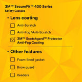 3M SF407SGAF-BLU SecureFit Safety Glasses, 400 Series, ANSI Z87.1, Indoor/Outdoor Gray Lens, Blue/Gray Frame, Anti-Fog Anti-Scratch (7100156103)  - (20 Pack) - 10