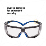 3M SF401SGAF-BLU-F SecureFit 400 Safety Glasses, Clear Polycarbonate Lens with Anti-Fog Anti-Scratch, Blue/Gray Frame, Removable Foam Gasket, ANSI Z87 Eye Protection (7100156104)  - (20 Pack) - 3