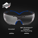 3M SF401SGAF-BLU-F SecureFit 400 Safety Glasses, Clear Polycarbonate Lens with Anti-Fog Anti-Scratch, Blue/Gray Frame, Removable Foam Gasket, ANSI Z87 Eye Protection (7100156104)  - (20 Pack) - 4