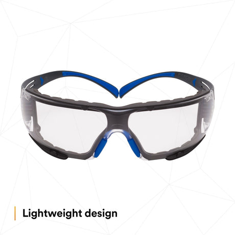 3M SF401SGAF-BLU-F SecureFit 400 Safety Glasses, Clear Polycarbonate Lens with Anti-Fog Anti-Scratch, Blue/Gray Frame, Removable Foam Gasket, ANSI Z87 Eye Protection (7100156104)  - (20 Pack) - 7