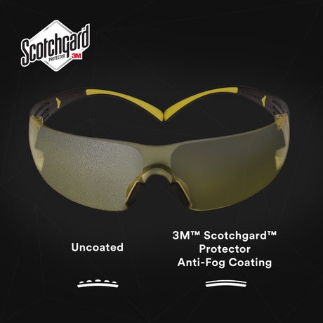 3M SF403SGAF-YEL SecureFit Scotchgard Safety Glasses, Amber Lens, Yellow/Black Frame, Anti-Fog, Anti-Scratch, ANSI Z87 (SF403SGAF-YEL) (7100158219) (Case of 20)  - (20Pack) - 8