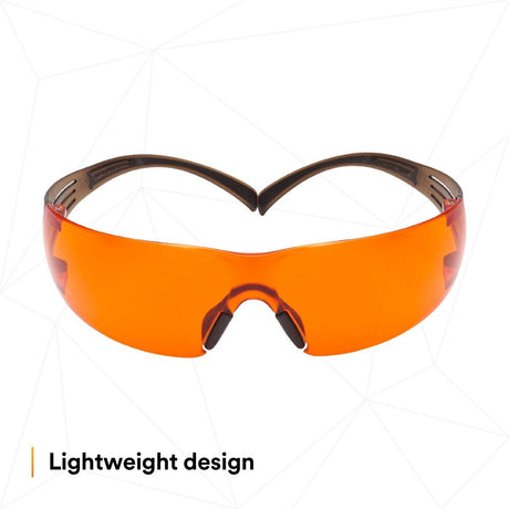 3M SF406SGAF-BLA SecureFit Safety Glasses, Orange Lens, Brown/Black Frame, Anti-Fog Anti-Scratch, ANSI Z87 (7100158220)  - (20 Pack) - 3