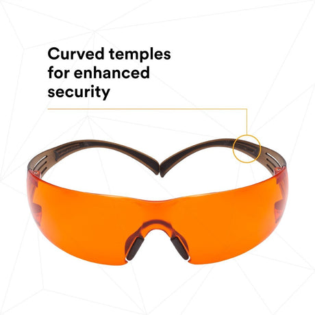 3M SF406SGAF-BLA SecureFit Safety Glasses, Orange Lens, Brown/Black Frame, Anti-Fog Anti-Scratch, ANSI Z87 (7100158220)  - (20 Pack) - 5