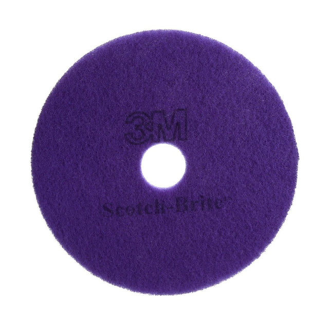 3M DIA-PURPL Scotch-Brite Purple Diamond Floor Pad Plus, Fine, Purple, 13 in, Center Hole, for Stone and Concrete Floors (7100159513) (5 Pack)