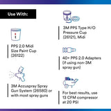 3M 26171 PPS Series 2.0 Paint Spray Gun System Refill Kit with Lids and Liners, Midi, 13.5 oz, 200 Micron Filter (7100166280) (40 Pieces)  - (2Pack) - 3