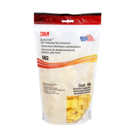 3M 562-POUCH Electrical IDC Connector, Double Run or Tap, Flame Retardant, Yellow, 12 AWG Solid/Stranded, 10 AWG Stranded (7100166940) (1000 Pack) - 5