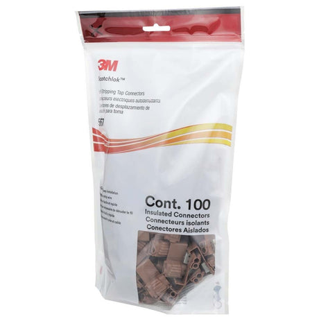 3M 567-POUCH Scotchlok Self-Stripping Tap Connectors 567, Run and Tap, Brown, 18-14 Awg Tap, 12-10 Awg Run (7100167058) (1000 Pack) - 9