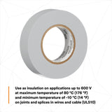 3M 165 Temflex Vinyl Electrical Tape, Gray, 0.75 in x 60 ft, 6 mil (165GY4A) (7100169192) (10 Roll Pack)  - (10Pack) - 10