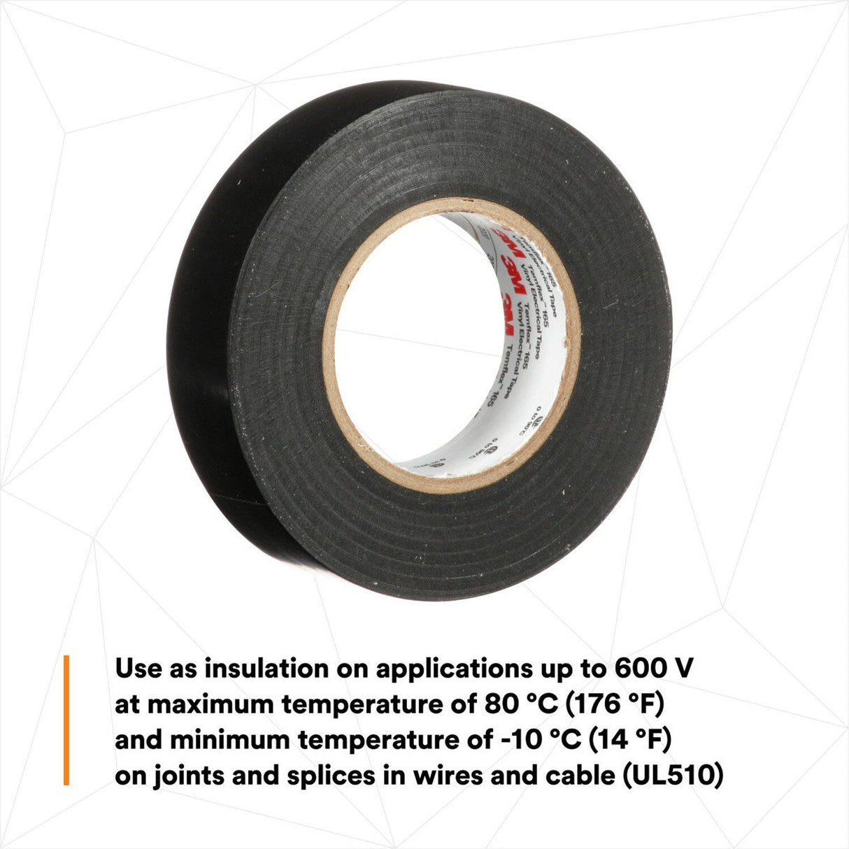 3M 165BK4A Temflex Vinyl Electrical Tape 165 Black 3/4 in x 60 ft x 0 in Multi-Purpose (7100169254)  - (100 Pack) - 2