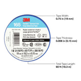 3M 165BL4A Temflex Vinyl Electrical Tape Blue 3/4 in x 60 ft 6 mil Multi-Purpose Flame Retardant (7100169429)  - (10 Pack) - 9