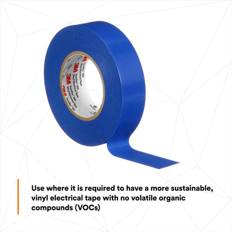 3M 165BL4A Temflex Vinyl Electrical Tape Blue 3/4 in x 60 ft 6 mil Multi-Purpose Flame Retardant (7100169429)  - (10 Pack) - 10