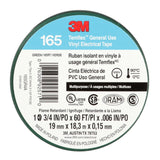3M 165 Temflex Multi-Purpose Vinyl Electrical Tape, Green, 3/4 in x 60 ft, 6 mil, 600 V, PVC, Flame Retardant (165GR4A) (7100169430) (10 Rolls)  - (10Pack)