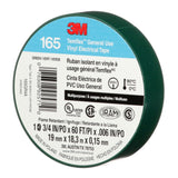 3M 165 Temflex Multi-Purpose Vinyl Electrical Tape, Green, 3/4 in x 60 ft, 6 mil, 600 V, PVC, Flame Retardant (165GR4A) (7100169430) (10 Rolls)  - (10Pack) - 3