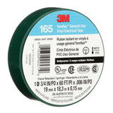 3M 165 Temflex Multi-Purpose Vinyl Electrical Tape, Green, 3/4 in x 60 ft, 6 mil, 600 V, PVC, Flame Retardant (165GR4A) (7100169430) (10 Rolls)  - (10Pack) - 4