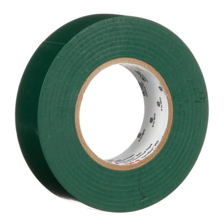 3M 165 Temflex Multi-Purpose Vinyl Electrical Tape, Green, 3/4 in x 60 ft, 6 mil, 600 V, PVC, Flame Retardant (165GR4A) (7100169430) (10 Rolls)  - (10Pack) - 6
