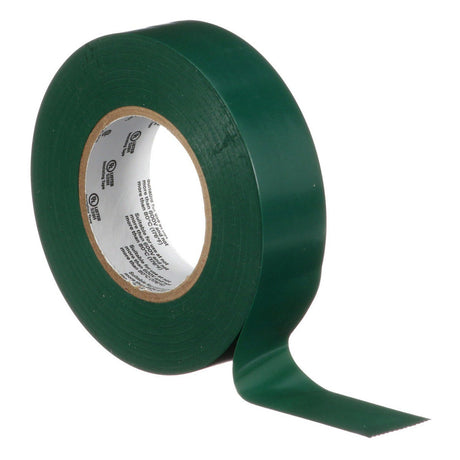 3M 165 Temflex Multi-Purpose Vinyl Electrical Tape, Green, 3/4 in x 60 ft, 6 mil, 600 V, PVC, Flame Retardant (165GR4A) (7100169430) (10 Rolls)  - (10Pack) - 8