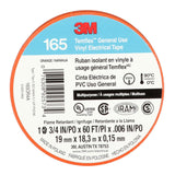 3M 165OR4A Temflex Multi-Purpose Vinyl Electrical Tape, Orange, 3/4 in x 60 ft, 6 mil (7100169433)  - (10 Pack) - 3