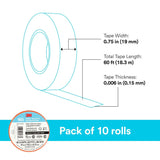 3M 165OR4A Temflex Multi-Purpose Vinyl Electrical Tape, Orange, 3/4 in x 60 ft, 6 mil (7100169433)  - (10 Pack) - 10