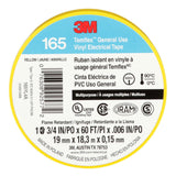 3M 165 165YL4A Temflex General Use Vinyl Electrical Tape, Yellow, 3/4 in x 60 ft, 6 mil (7100169490)  - (10 Pack) - 7