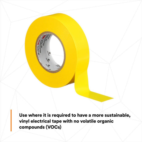 3M 165 165YL4A Temflex General Use Vinyl Electrical Tape, Yellow, 3/4 in x 60 ft, 6 mil (7100169490)  - (10 Pack) - 10
