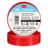3M 165 Temflex Vinyl Electrical Tape, Red, 0.75 in x 60 ft, 6 mil, General Use, Flame Retardant (165RD4A) (7100169492) (10 Rolls/Pack)  - (10Pack) - 2