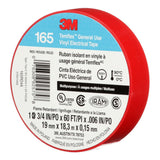 3M 165 Temflex Vinyl Electrical Tape, Red, 0.75 in x 60 ft, 6 mil, General Use, Flame Retardant (165RD4A) (7100169492) (10 Rolls/Pack)  - (10Pack) - 4