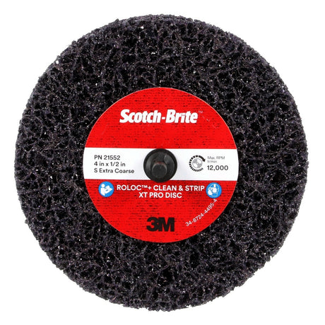 3M XO-ZR+ Scotch-Brite Roloc Clean and Strip XT Pro Disc, SiC Extra Coarse, Purple, 4 in x 1/2 in (7100173794) (10 Pack)
