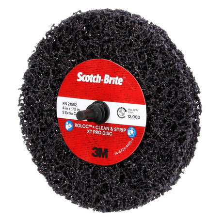 3M XO-ZR+ Scotch-Brite Roloc Clean and Strip XT Pro Disc, SiC Extra Coarse, Purple, 4 in x 1/2 in (7100173794) (10 Pack) - 2