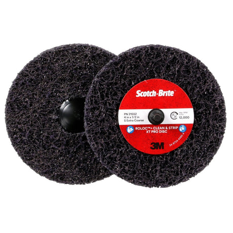 3M XO-ZR+ Scotch-Brite Roloc Clean and Strip XT Pro Disc, SiC Extra Coarse, Purple, 4 in x 1/2 in (7100173794) (10 Pack) - 5